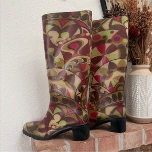 Emilio Pucci Multicolor Patterned Women's Boots Sz 39 8-8.5
